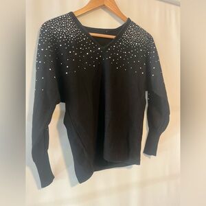Black Sweater with White Embellishments